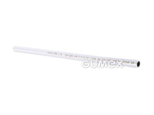 Medizinischer Sauerstoffschlauch PHT-FREI, 6,5/12,2mm, 14bar, phthalatfrei, antistatisch, PA/PU,weiß, 